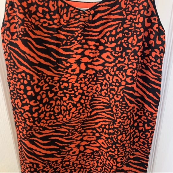 Orange Black Animal Print Silky Tank Top Women’s Size XS - Picture 4 of 16